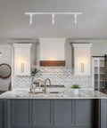 J Type Track Lighting Head To GU10 Base Adapter Lights Pack Of 12, white finish, installed in modern kitchen ceiling