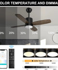 38 Inch Ceiling Fan With Lights Remote Control For Patio And Outdoor Spaces App Control Dimmable Quiet DC Motor Perfect For Sunroom Screen Porch Living Room And Bedroom Black showing dimmable light settings and remote controls with app interface