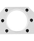 Front view of rugged aluminum ball screw nut housing seat mount bracket for SFU2005 SFU2010 CNC projects with polished finish.