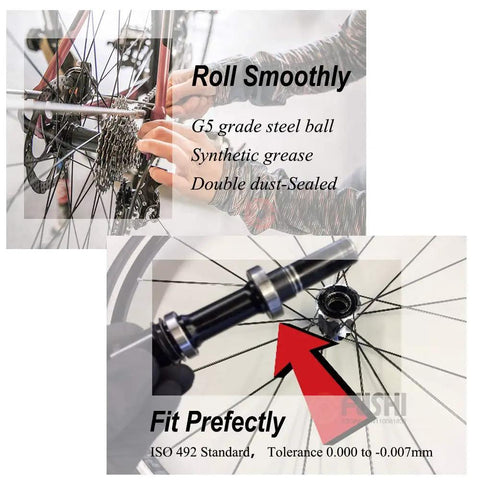 15x26x7mm Ball Bearing Set For Bicycle Rear Hubs Chrome Steel Rubber Sealed Smooth Spin Low Friction ISO 492 2005 Standard Compatible With American Classic Rear Hubs Pack Of Four Bearings showing hub installation and fitting details