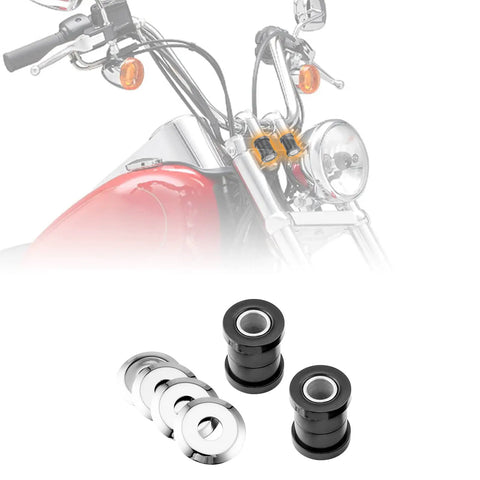 Harley Handlebar Riser Damper Bushing Kit For Sportster 1973 To 2023 Softail Dyna FXR 1973 To 2017 Heavy Duty Polyurethane And Stainless Steel Construction Delivers Vibration Reduction Keeps Your Handlebars Rock Solid And Shake Free. Polyurethane bushings and stainless spacers set