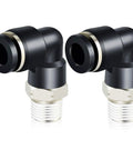 Pneumatic Male Elbow Push To Connect Fittings 6mm Tube OD X 1 Eighth Inch NPT Thread 90 Degree Copper And Plastic Adapters