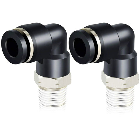 Pneumatic Male Elbow Push To Connect Fittings 6mm Tube OD X 1 Eighth Inch NPT Thread 90 Degree Copper And Plastic Adapters