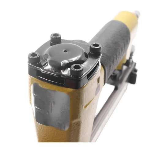 Close-up of the Compact Pneumatic Decorative Stapler And 23 Gauge Air Pin Nailer showcasing the top and adjustable depth control.