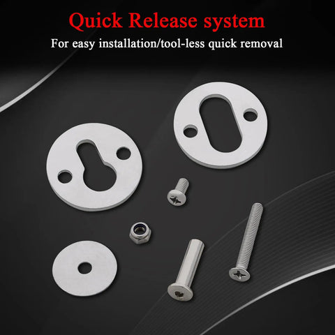 Quick release components for Removable Dirt Bike Wheel Chock With Mount Kit, Six And A Half Inch Wide, Motorcycle Trailer Locking Wheel Chock
