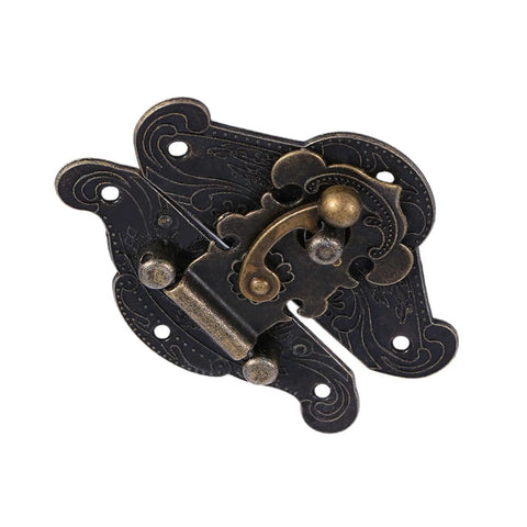 Antique Bronze Hasps Latch Set For Vintage Boxes And Cabinets, zinc alloy, decorative latch with engraved design.