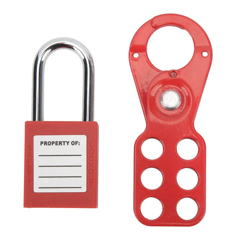 Lockout Tagout Kit With Safety Hasp Padlocks And Loto Set Six Hole Jaw Design Heavy Duty Tamper Proof Steel