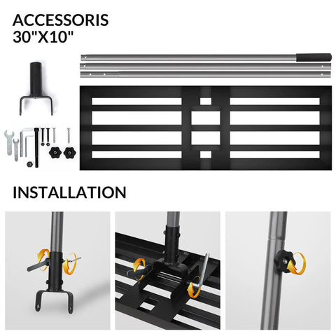 Beefy Lawn Leveling Rake With 7ft Steel Handle, 30x10 Heavy Duty Landscape Rake installation and accessory guide.