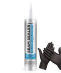 Go-To Paintable Polyurethane Seam Sealer For Auto Body Gaps And Welds, 10.5 Fl Oz with gloves, flexible joint filler visible