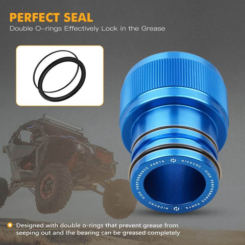 Must Have X3 Wheel Bearing Greaser Tool Kit For Can Am Maverick X3 R 4x4 DS Turbo DPS 2020 2021 And X3 RR XRS 2020 2024 Lightweight 6061 T6 Aluminum Anodized Grease Tool With Double O Rings For Smooth Bearing Lubrication, emphasizing its perfect seal and double O-rings.