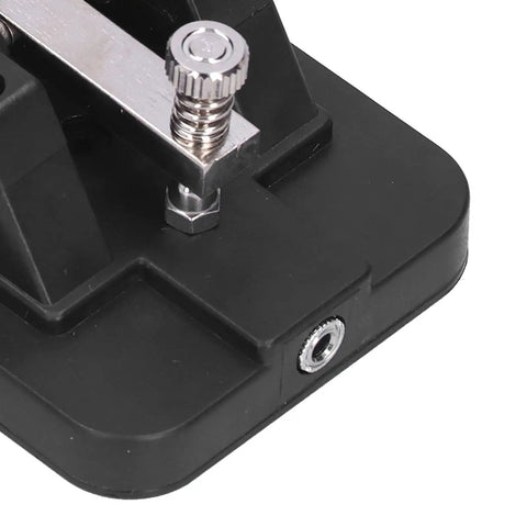 Voice Practice Morse Code Telegraph Key Kit corner view showing metal screw and base detail