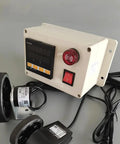 Heavy Duty Rotary Encoder With 300 Ppr Digital Length Counter featuring digital display, buttons, and dual wheels for precise rolling measurement.
