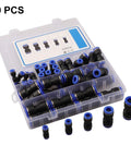 Get That Air Line Straight With Noteflora 50-piece Air Hose Push Connectors Kit Perfect For Quick DIY Garage Projects On 4mm To 12mm Tubes Without Tools Or Hassles Just Pure Pneumatic Power Right When You Need It Most. 50-piece black plastic pneumatic fittings kit in storage case, 4mm to 12mm