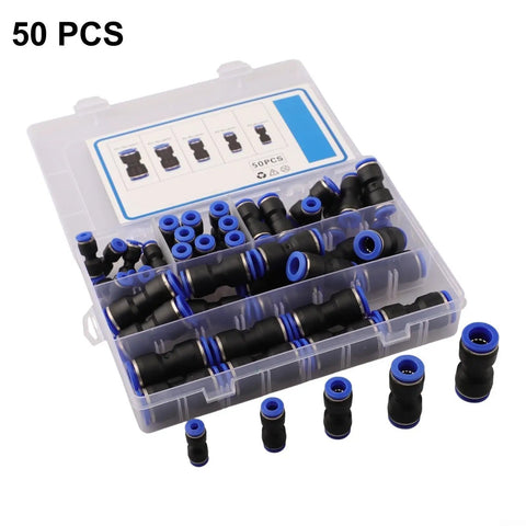 Get That Air Line Straight With Noteflora 50-piece Air Hose Push Connectors Kit Perfect For Quick DIY Garage Projects On 4mm To 12mm Tubes Without Tools Or Hassles Just Pure Pneumatic Power Right When You Need It Most. 50-piece black plastic pneumatic fittings kit in storage case, 4mm to 12mm