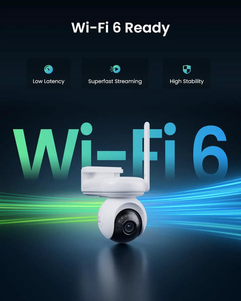 Altas PT Ultra 4K Outdoor Security Camera With Solar Power ColorX Night Vision and WiFi 6 capability shown with low latency features.