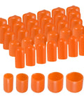 Orange Vinyl Round End Caps 50 Pcs Protective Rubber Caps Assortment For One Quarter Inch, Three Eighths Inch, One Half Inch, Three Quarters Inch, Seven Eighths Inch Inner Diameter Fits Metal Tubing Screws And Bolts Thread Protectors For DIY Projects