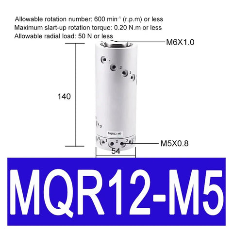 Built Tough Low Torque Rotary Joint Seal For Pneumatic Cylinder Systems MQR12-M5, features clear dimensions and specifications.