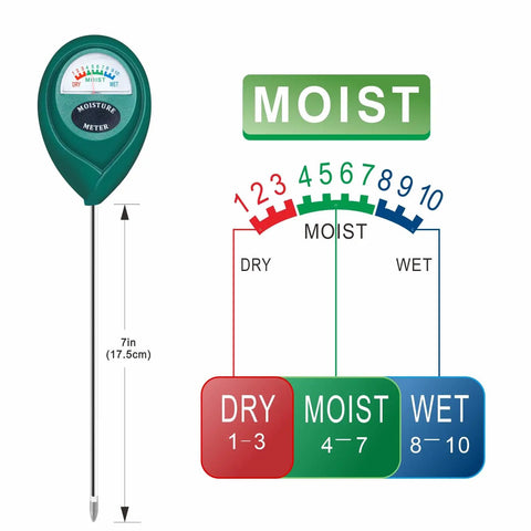 Super Handy No Guesswork 304 Stainless Steel Soil Moisture Meter with Instant Read Hygrometer and Moisture Scale