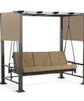 Replacement Canopy Top For Pergola Daybed Swing Khaki Color That Fits Broyhill Pergola Daybed Swing Model 10133-19-10018A Big Lots And More Durable Outdoor Shade Cover Easy Install, showcasing pergola structure with khaki canopy.