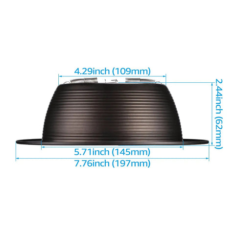 Side view of 12-Pack 6 Inch Recessed Light Trim With Detachable Ring And Step Baffle In Oil Rubbed Bronze Full Metal Build