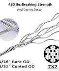 480 lbs breaking strength vinyl coated wire in Stainless Steel Sun Shade Sail Hardware Kit 6 Inch, 84-Piece Set