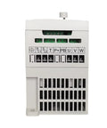 Heavy Duty 11kW 15HP VFD With RS485 Protocol For Crane System Automation Control AC Drive, Rugged Inverter For Hoists And Material Handling, Industrial Speed Control, Durable Industrial Grade Performance. Front view of white industrial VFD with terminal labels