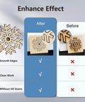 Skouphy honeycomb laser bed for Falcon A1; blue After panel vs white Before panel with wooden snowflake sample.