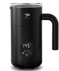 4 In 1 Electric Milk Frother And Steamer For Hot And Cold Foam 350ml Capacity with digital display and black finish