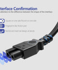 Six Foot Sewing Machine Power Cord AC Cable Replacement, Two Slot Plug, UL Listed 18 AWG Wire with detailed connection view.