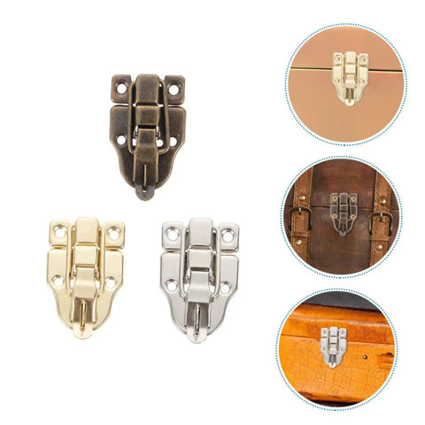 Vintage Hasp Buckles Set 15Pcs for Jewelry Boxes Durable Draw Latch Hardware Antique Finish in bronze, gold, and silver