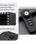 Close-up of Heavy Duty Outdoor EV Charger Enclosure Floor Standing Charging Station Box showing the secure key combination lock and water channel.