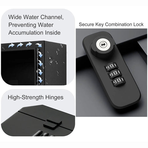 Close-up of Heavy Duty Outdoor EV Charger Enclosure Floor Standing Charging Station Box showing the secure key combination lock and water channel.