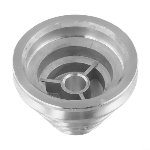 Sturdy Aluminum Pagoda Pulley For Benchtop Drill Press 14Mm And 22Mm V-Belt Drive With Cool 5-Step Speed Adjustment For Total Control And Long Life, top view showing smooth aluminum surface and depth.