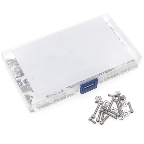 Durable 304 Stainless Steel Hex Socket Head Cap Screws With Nuts Set 360 Piece Assortment Sizes 2-56 4-40 6-32 UNC