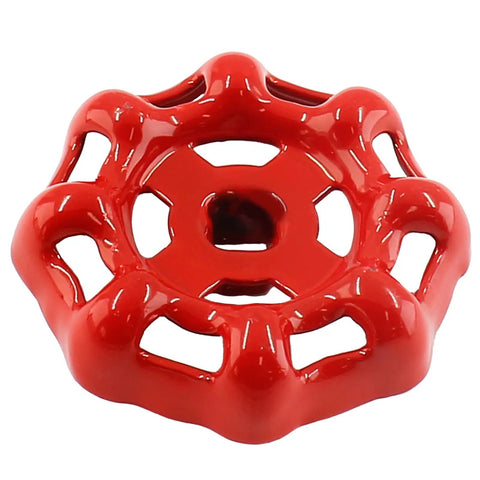 Heavy Duty Red Cast Steel Outdoor Faucet Handle Replacement Round Wheel Valve Spigot Knob For Yard Hose Pipe, 49mm size.