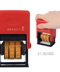 High Efficiency Adjustable Date Coding Machine For Food Plastic Bags in red, marked with date, easy to use for packaging.