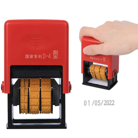 High Efficiency Adjustable Date Coding Machine For Food Plastic Bags in red, marked with date, easy to use for packaging.