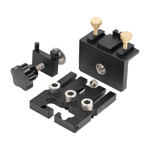 Pro Shop Quality High Precision Woodworking Hole Punch Tool Dowel Jig For Accurate Hole Location In Furniture Assembly And DIY Projects Aluminum Alloy Construction For Long Lasting Performance, visible in various components