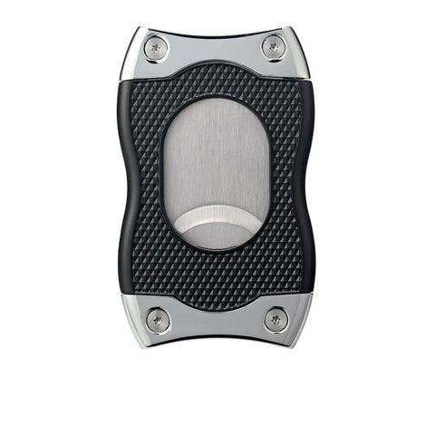 2 In 1 Cigar Cutter With V Cut And Straight Cut For Maximum Flavor Ergonomic Stainless Steel Design With Spring Loaded Blade Black