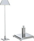 Lit 60 Inch Chrome Modern LED Floor Lamp With Metal Shade For Living Room And Bedroom Transitional Tall Standing Light With Included