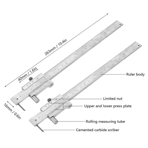 Digital Caliper With Marking Gauge And Scriber for Metalwork 0 To 6 Inch 0 To 150 mm Stainless Steel design with details labeled