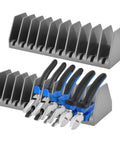 Two Pack 10 Slot Pliers Organizer Rack Set For Tools Drawer With Non Slip Rubber Base Extendable Modular Design For Wrenches Cutters And Hand Tools Grey