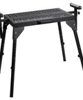 Boss Level Miter Saw Stand With Smooth Extension Rollers Eight Position Height Adjustment Heavy Duty 300 Lb Power Tool Workhorse mobile stand with adjustable legs.