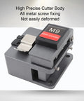Saluaqi Automatic Optical Fiber Cleaver Machine With Tungsten Steel Cutting Head And 3 In 1 Fixture For Seamless Splicing Of.25mm And.9mm Cables Precision Tool For Tech Pros close-up of high precision cutter body with metal screw fixing