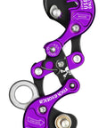 Mid Line Clip On Rope Climbing And Descending Device For Arborists Quick Snap Install Remove Without Taking It Apart Fits 11.5 To 12.7 Mm Climbing Lines Adjustable Friction Lets You Climb Smoothly And Descend Control in purple and black angle view