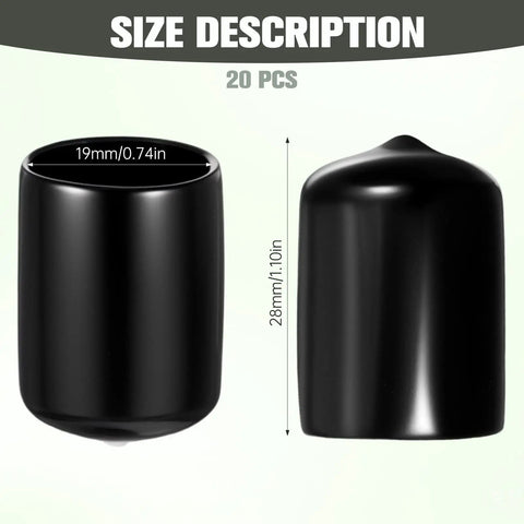 20 Pack Three Quarter Inch Rubber End Caps And Plugs For Metal Tubing Black Vinyl Protective Caps With Screw Thread Protectors