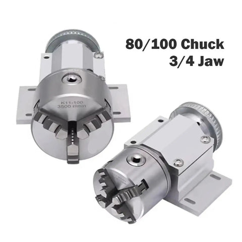 High Precision 3 Jaw Chuck 100mm And 4 Jaw Chuck 80mm For CNC Router Woodworking And Machining Workholding