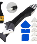 Silicone Caulking Tools 3-In-1 Grout Removal Tool Scraper Set For DIY Home Repairs, Angle Scraper, Glass Glue Blade, Adhesive Residue Remover, Seam Repair Kit, 11-Piece Finishing Tool Set, Black, with 11 pcs