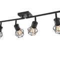 Get Your Kitchen Looking Fresh With These Adjustable Industrial Black Track Lighting Fixtures That Rotate Fully For Perfect Ceiling Lighting In Living Room Dining And Hallway Spaces, featuring geometric shades.
