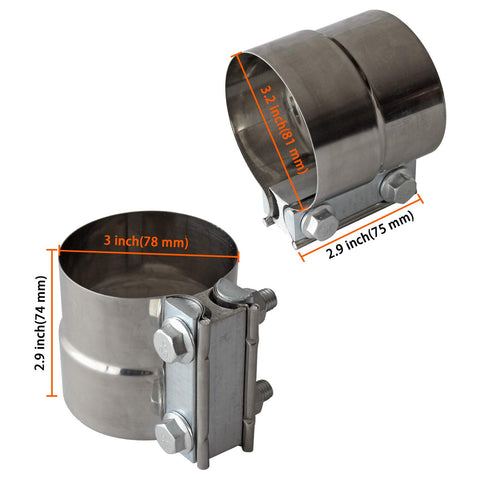 Beefy Heavy Duty Stainless Steel 3 Inch Exhaust Clamps Muffler Band Clamp For 3 Inch Inner Diameter To 3 Inch Outer Diameter